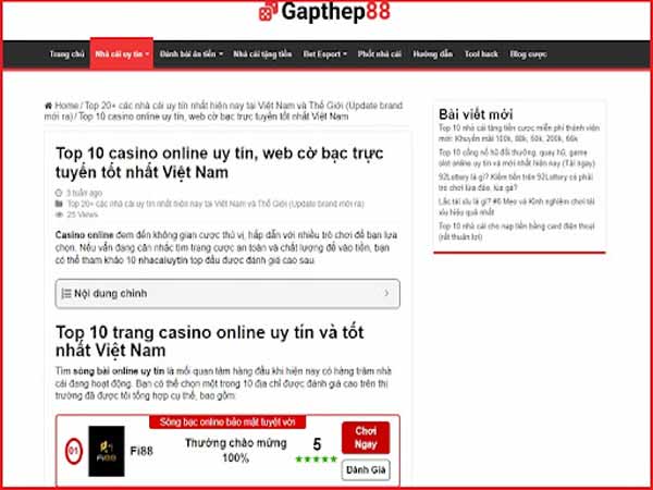 Trang casino online Gapthep88 cung cấp tiện ích gì?