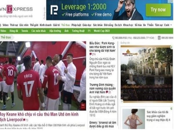 Cập nhật tin tức bóng đá nhanh cùng thethao.vnexpress.net